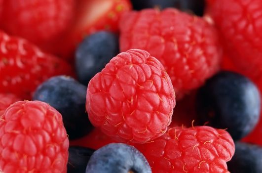 fresh blueberries and raspberries