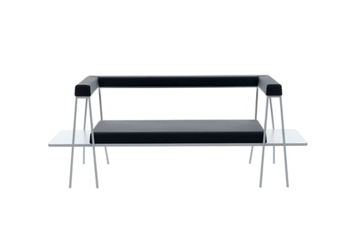 Image of a modern black leather sofa isolated