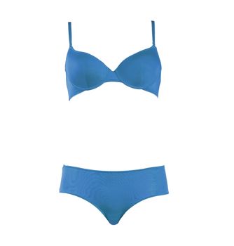 Blue Polka Dot Bra Isolated on White