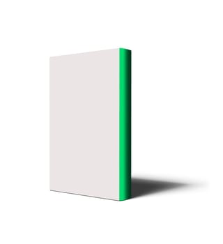 close up of a blank white notebook on white background