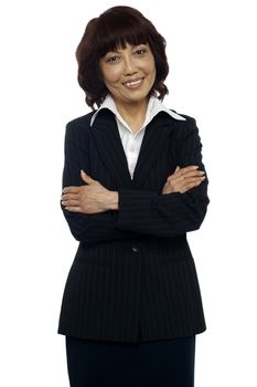 Isolated Business manager posing with her arms crossed against white background