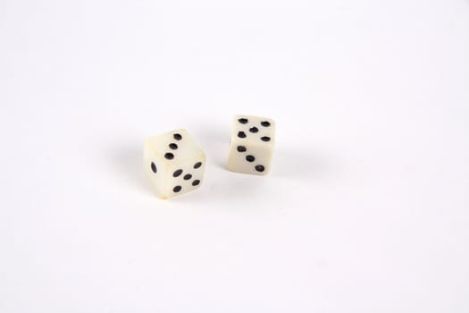 two white dices on white background