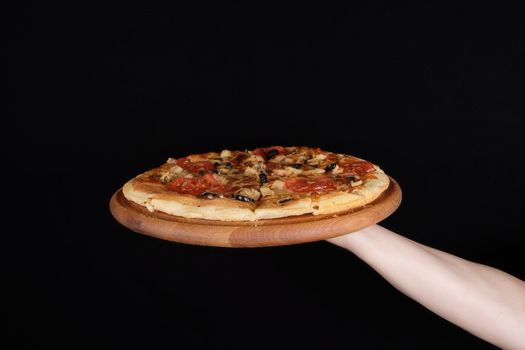 Pizza on black