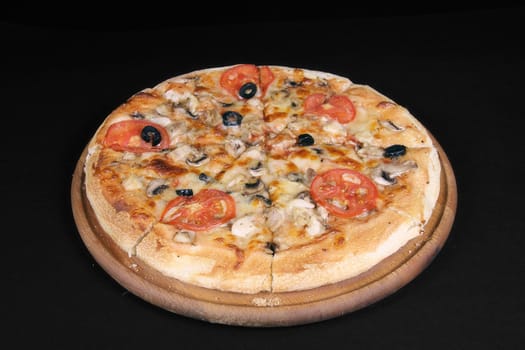 Pizza on black