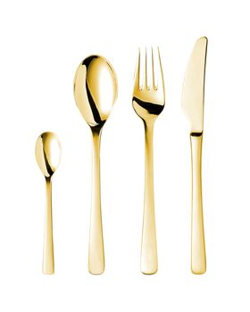 a set of golden cutlery