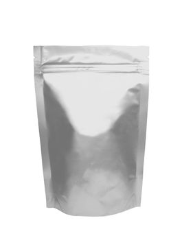 close up of an aluminum bag on white background with clipping path