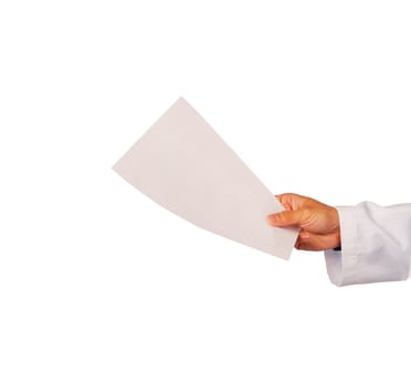 Doctor holding blank paper
