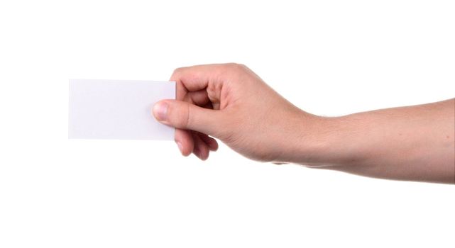 gray color of the card in the right hand grasp