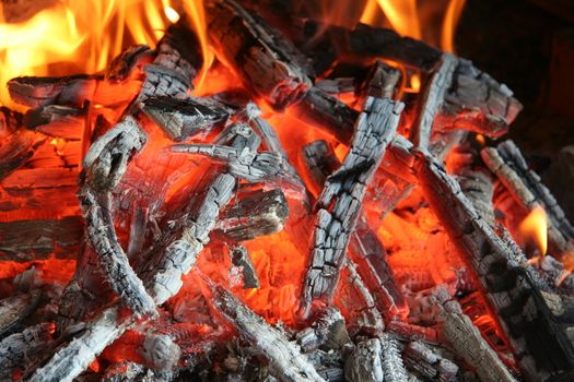 background from a fire, conflagrant firewoods and coals