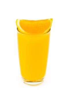 Orange juice and slices of orange isolated on white