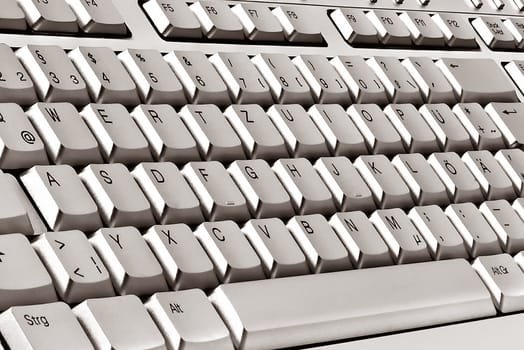Keyboard of a notebook computer. White and black.