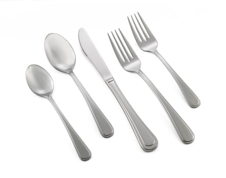 Fork spoon and knife isolated on white background