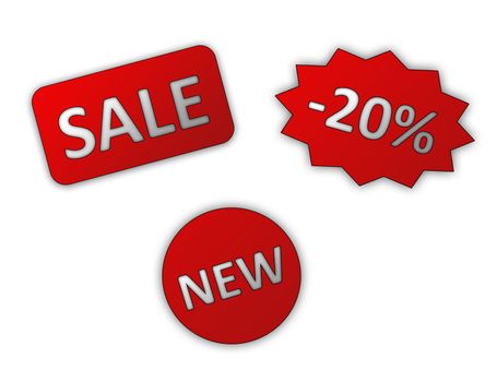 Set of red sale stickers