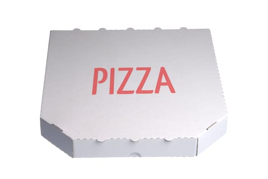 White pizza delivery box isolated against white background