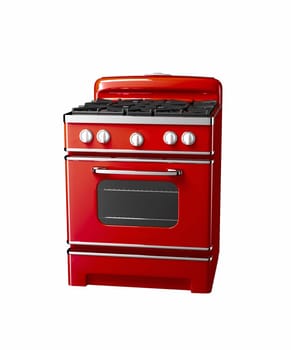 old vintage gas stove over white background