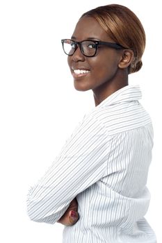 Confident african corporate lady posing with crossed arms