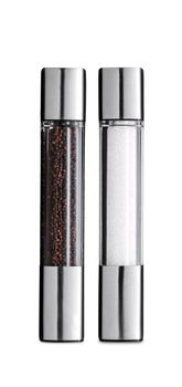 Glass salt and pepper shakers isolated