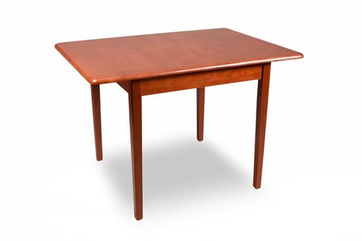 Wooden table on white background