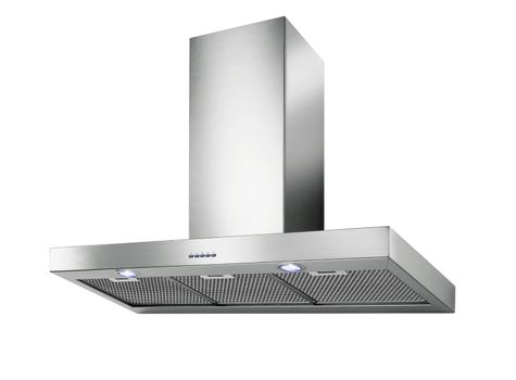Modern INOX cooker hood isolated on white