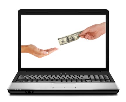 US dollars coming from laptop