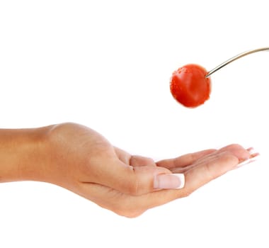 cherry tomatoes on a fork