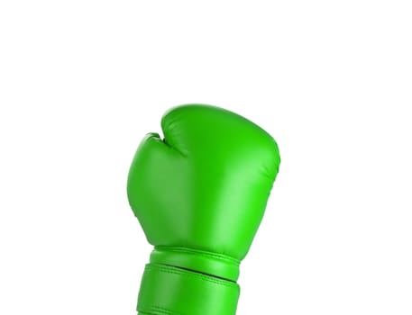 Green boxing glove on white background