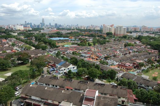 Kuala Lumpur scenic view to suburb and city center, Malaysia