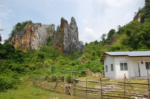 Big rock Kampung Gua near Kuala Lipis in Malaysia