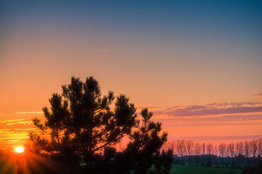 Sunset  in rural Kent