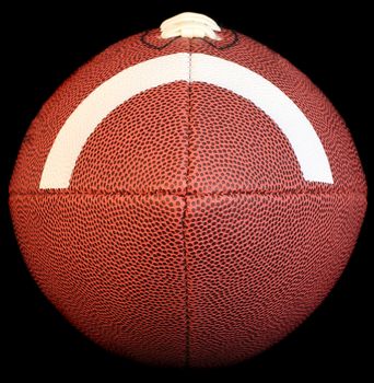 Edge on macro of a football isolated on black