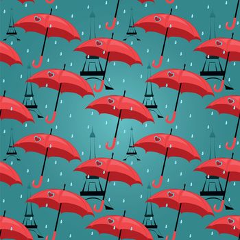 vector seamless pattern with red umbrellas