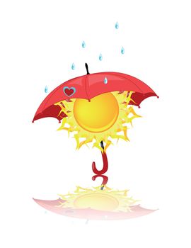 sun hid under an umbrella from the rain