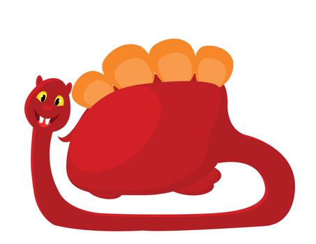 big red with orange dino on white background