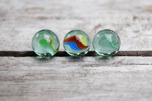 Crystal Spheres on Wood