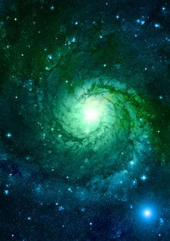 Stars and spiral galaxy in a free space