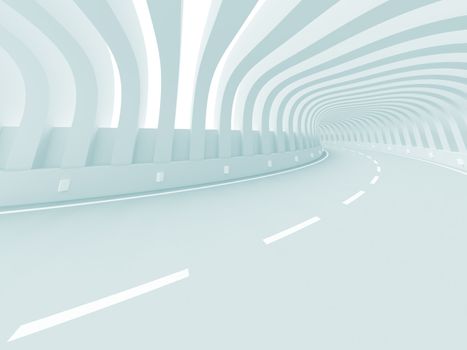 3d Illustration of Blue Futuristic Road Background 