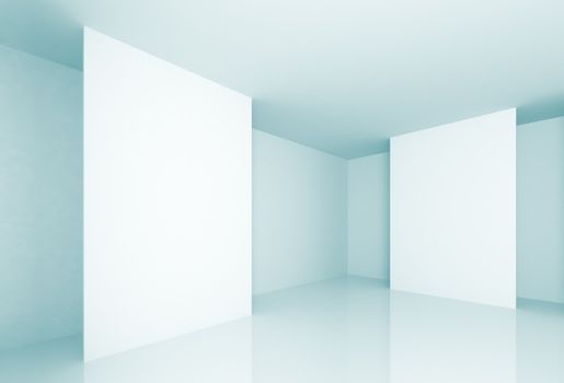 3d Illustration of Blue Abstract Gallery Background