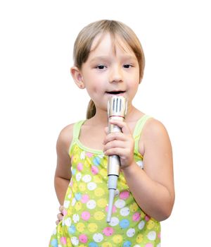 The Child and microphone, on white background.  