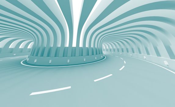 3d Illustration of Blue Abstract Road Construction