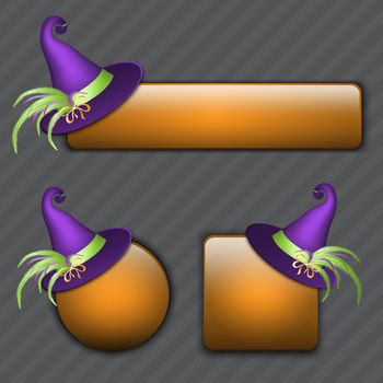 Shiny Halloween web buttons with violet witch hat