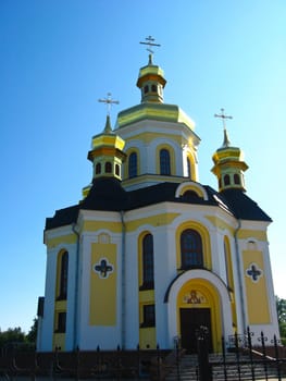 Beautiful church on a background of the blue sky