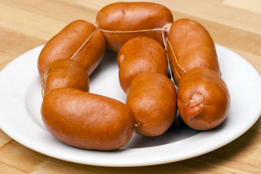 Detail of the raw pork sausages - Czech special sausage for grilling over a fire