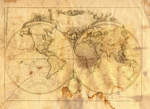 Vintage map of the world in grunge style