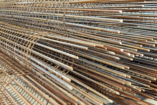 Reinforcing steel bars made up for the construction of concrete columns