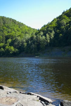 A beautiful mountain river in summer