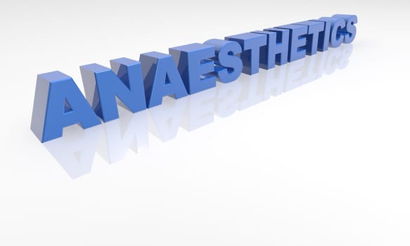 isolate on white anaesthetics 3d blue font isolated on white