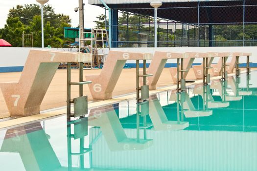 starting block and empty pool