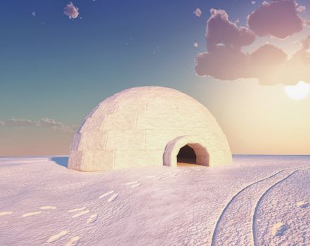 Igloo landscape  ( 3D and hand-drawing elements combined.) 