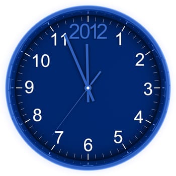 blue round clock with arrows and number 2012  in the top part