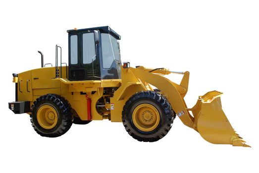 Earth-moving machine isolated on white